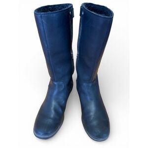 UGG WATERPROOF BLACK SOFT LEATHER, SHERPA LINED, WOOL TALL RIDING BOOTS, 8